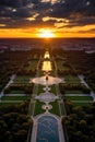 aerial view of the national mall at sunset Royalty Free Stock Photo