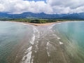 Aerial view National Park Punta Uvita Beautiful beach tropical forest pacific coast Costa Rica shape whale tail Royalty Free Stock Photo