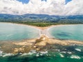 Aerial view National Park Punta Uvita Beautiful beach tropical forest pacific coast Costa Rica shape whale tail Royalty Free Stock Photo