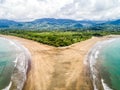 Aerial view National Park Punta Uvita Beautiful beach tropical forest pacific coast Costa Rica shape whale tail Royalty Free Stock Photo