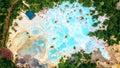 Aerial view of natural pools of Huanglong Scenic Area, Sichuan Province, China. Royalty Free Stock Photo