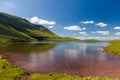 Aerial view of natural scenery in the Brecon Beacons National Park Llyn y Fan Fach, Wales