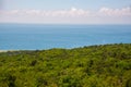 Aerial view of of the nature reserve Mali Utrish and Black Sea on sunny summer day