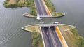 Aerial view on a navigable aqueduct