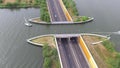 Aerial view on a navigable aqueduct