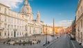 Aerial view of Navona Square in Rome, Italy. Rome architecture and landmark.