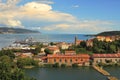 Aerial view on navy base in Italy.