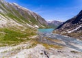 Aerial view near Nigardsbreen glacier in Nigardsvatnet Jostedalsbreen national park in Norway in a sunny day Royalty Free Stock Photo