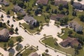 Aerial View Neighborhood Houses and Home in Cul De Sac