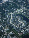 Aerial view of neighborhood subdivision, houses and homes