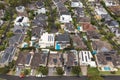 Aerial view of a neighbourhood cul-de-sac with modern prestige homes, Australia