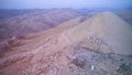 Aerial view of Nemrut Mount, Adiyaman province, Turkey Royalty Free Stock Photo