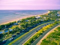 Aerial view of Nepean Highway and Frankston foreshore. Melbourne, Australia. Royalty Free Stock Photo