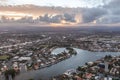 Nerang river and Gold Coast at sunset Royalty Free Stock Photo