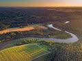 Aerial view of Neris river in Kernave , Lithuania Royalty Free Stock Photo