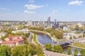 Aerial view of the Neris river and the downtown of Vilnius on a sunny spring day Royalty Free Stock Photo