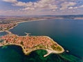 Aerial view of Nessebar, ancient city on the Black Sea coast. Royalty Free Stock Photo