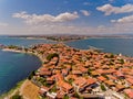 Aerial view of Nessebar, ancient city on the Black Sea coast of Bulgaria. Royalty Free Stock Photo