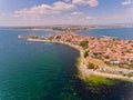 Aerial view of Nessebar, ancient city on the Black Sea coast. Royalty Free Stock Photo