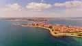 Aerial view of Nessebar, ancient city on the Black Sea coast. Royalty Free Stock Photo