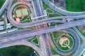 Aerial view network or intersection of highway road for transportation or distribution concept background Royalty Free Stock Photo