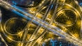 Aerial view network or intersection of highway road for transportation or distribution concept background Royalty Free Stock Photo