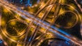 Aerial view network or intersection of highway road for transportation or distribution concept background Royalty Free Stock Photo