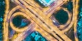 Aerial view network or intersection of highway road for transportation or distribution concept background Royalty Free Stock Photo