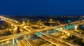 Aerial view network or intersection of highway road for transportation or distribution concept background Royalty Free Stock Photo