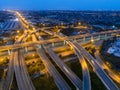 Aerial view network or intersection of highway road for transportation or distribution concept background Royalty Free Stock Photo