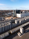 Aerial view of Network Rail concrete sleeper factory at the Wood Yard in Doncaster Royalty Free Stock Photo