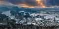 Aerial view of the Neuschwanstein Castle or Schloss Neuschwanstein on a winter day Royalty Free Stock Photo