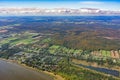 Aerial view of Neuville area with fall color Royalty Free Stock Photo