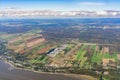 Aerial view of Neuville, port area with fall color Royalty Free Stock Photo