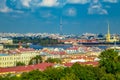 Aerial view of the Neva River and the Peter and Paul Cathedral from the colonnade of St. Isaac\'s Cathedral Royalty Free Stock Photo