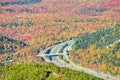 Aerial view of New England Interstate from Cannon Mountain, New Hampshire in autumn. Foliage season Royalty Free Stock Photo