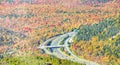 Aerial view of New England Interstate from Cannon Mountain, New Hampshire in autumn. Foliage season Royalty Free Stock Photo