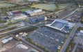 Aerial view of the new foot bridge near H&W the new Deanery School and Waitrose in Wichelstowe in Swindon Royalty Free Stock Photo