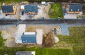 Aerial view of new houses under construction somewhere in the countryside of Slovenia