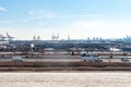 Aerial view of the port of newark and the New Jersey turnpike