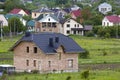 Aerial view of a new modern residential house under construction Royalty Free Stock Photo