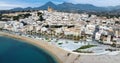 Aerial view of the new park in the beach of the town of Altea in Alicante, Spain with its famous Royalty Free Stock Photo