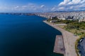 Aerial view of the new park and the waterfront of the city Thessaloniki Royalty Free Stock Photo