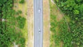 Aerial view of the new popular Temiang Pantai Highway. The highway went viral due to some postings in social media and the scenery