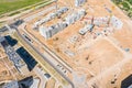 Aerial view of new residential area with modern apartment buildings under construction Royalty Free Stock Photo