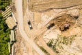 Aerial view on the new road construction site. Warsaw Wilanow