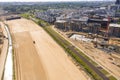 Aerial view on the new road construction site. Warsaw Wilanow