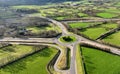 Aerial view of new roundabout and junction A8, A57 at the Village of Ballynure near Ballyclare Town Co Antrim Northern Ireland Royalty Free Stock Photo