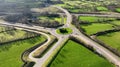 Aerial view of new roundabout and junction A8, A57 at the Village of Ballynure near Ballyclare Town Co Antrim Northern Ireland Royalty Free Stock Photo