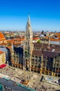 Aerial view of the new town hall in german city munich...IMAGE